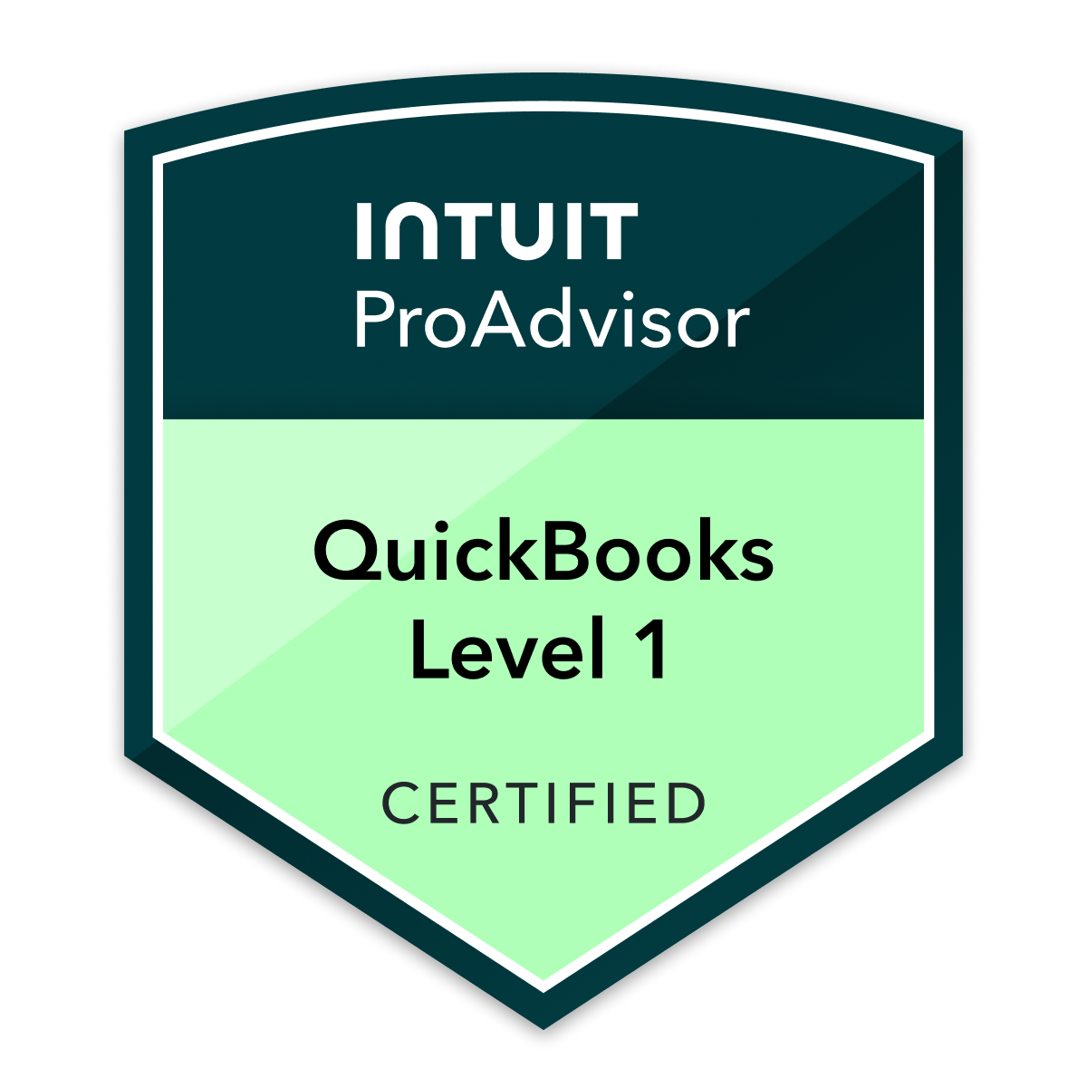 Pisarek Precision Bookkeeping Certified QuickBooks Online Level 1 Badge