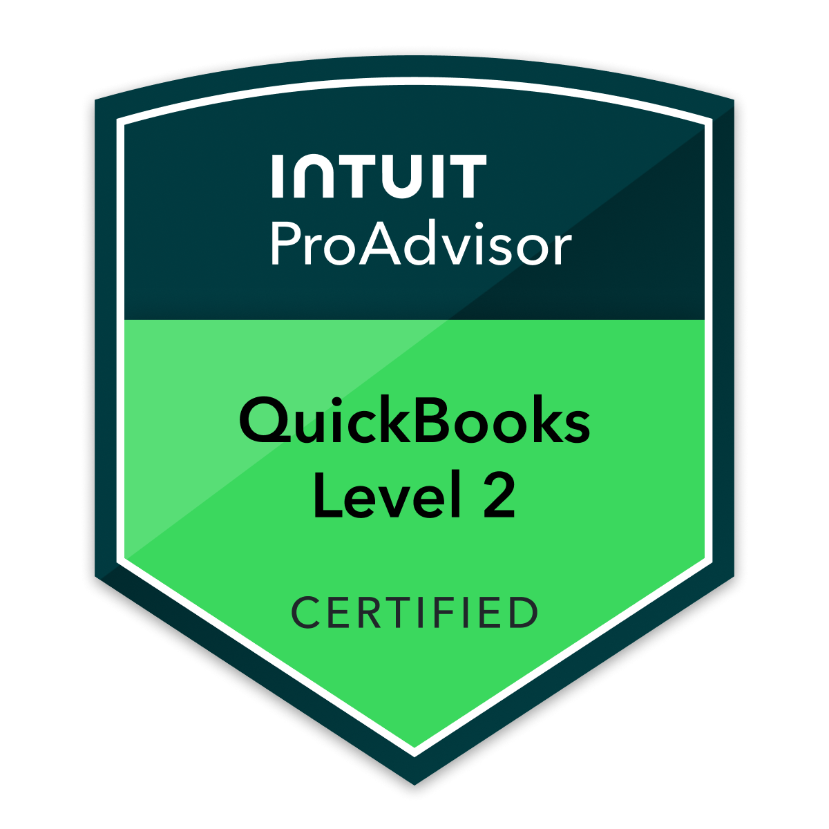 Pisarek Precision Bookkeeping Certified QuickBooks Online Level 2 Badge